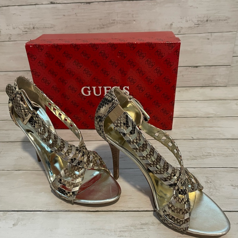 Guess New Snake & Metallic Sandals
